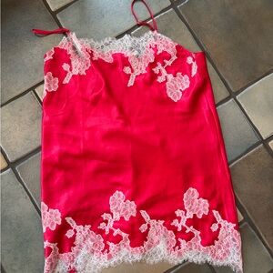 Victoria's Secret Red Slip with White Lace